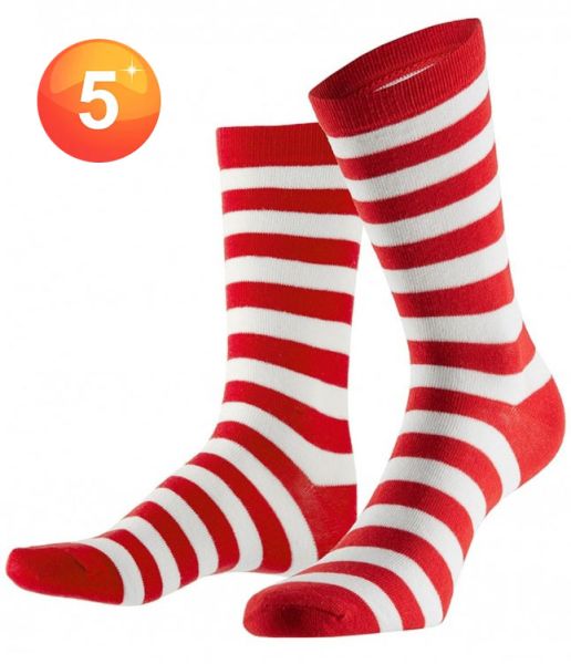 Socks with stripe red white