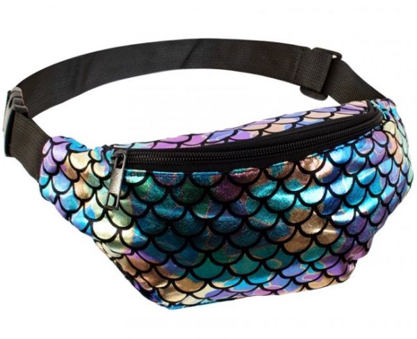 Bum bag pouch with metallic scales