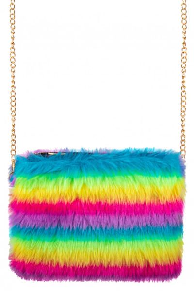 Festival Bag rainbow stripes in fur