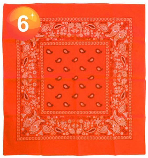 Handkerchief fluorine orange bandana with pattern
