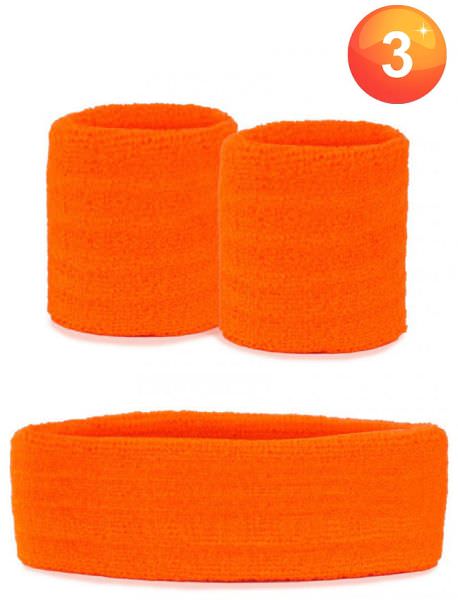 Sets of wristbands and headband neon orange