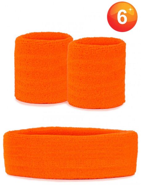 Sets of wristbands and headband neon orange