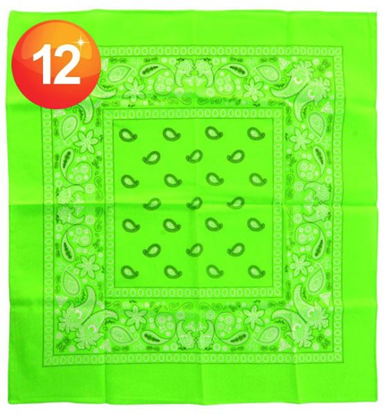 Handkerchief fluorine green bandana with pattern