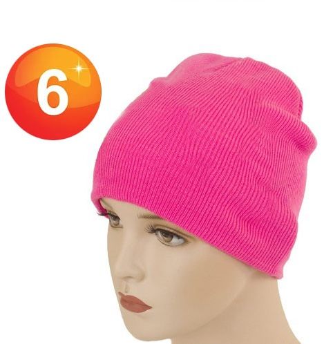 Cute neon pink 80s beanie hat