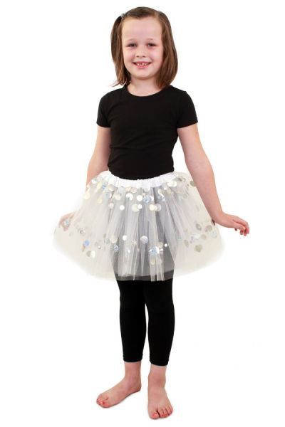 Tulle skirt white with dots girls