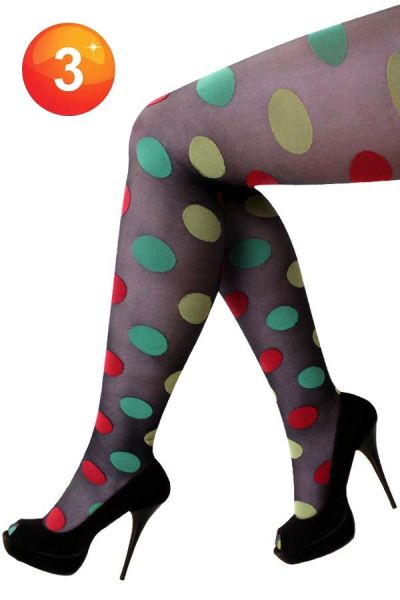 Black Tights with red yellow green dots
