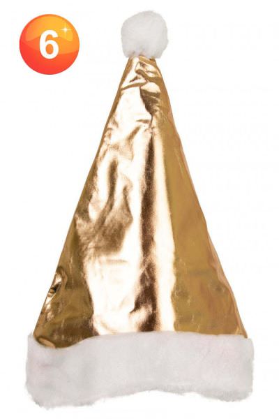 Gold Santa Hat with Pompom and Plush brim