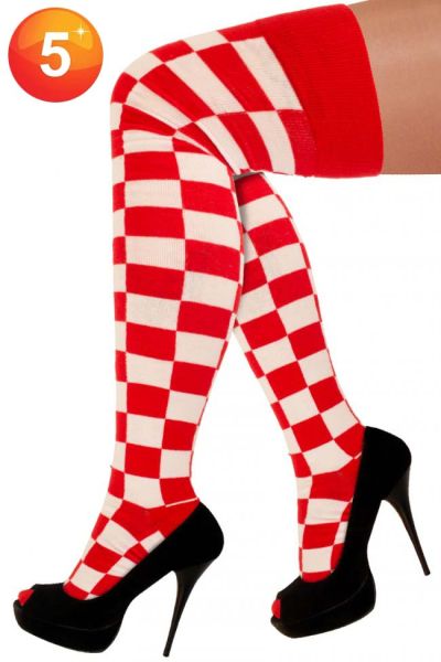 Long socks red white checkered