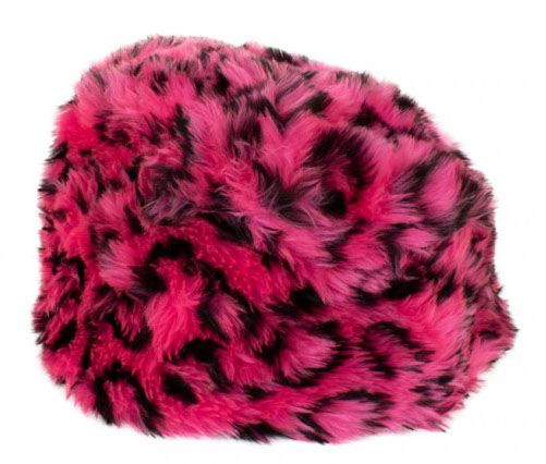 Fur hat leopard pink