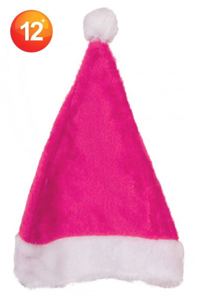 Pink Santa Hat with Pompom and Plush brim