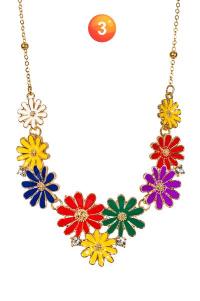 Multicolour Hippie Daisy Flower Necklace