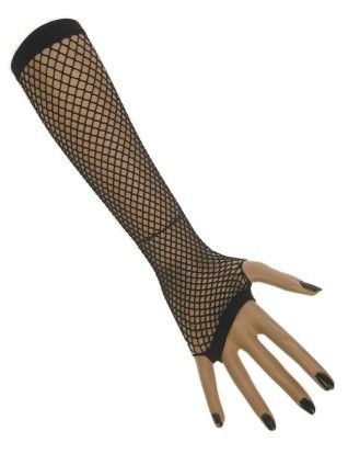 Net gloves long fingerless black