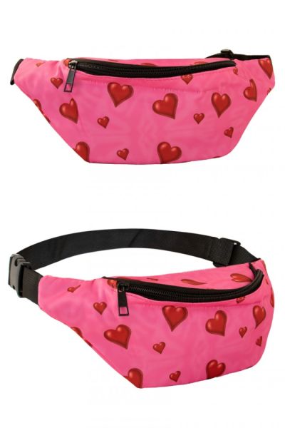 Hip/belly bag pink with hearts