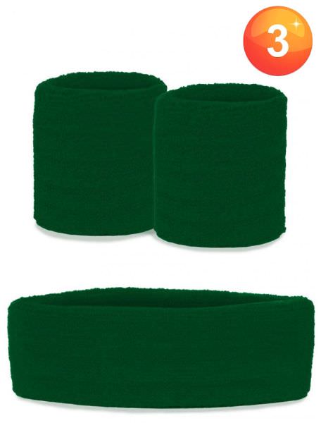 Set of wristbands and headband green