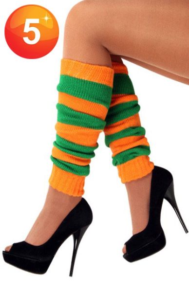 Legwarmers green orange striped