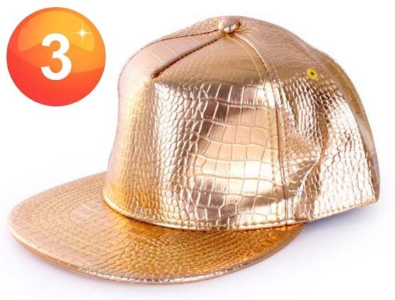 Baseball cap - Rapper - Gold - Snake leather relief