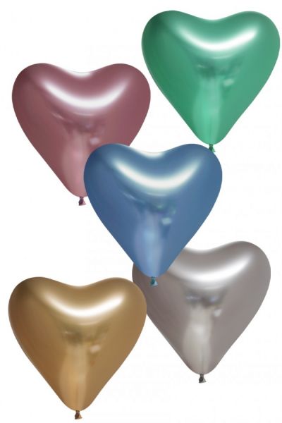 Hearts balloons assorted chrome colors