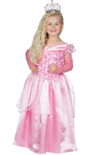 Long princess dress in pinkish sheen fabric