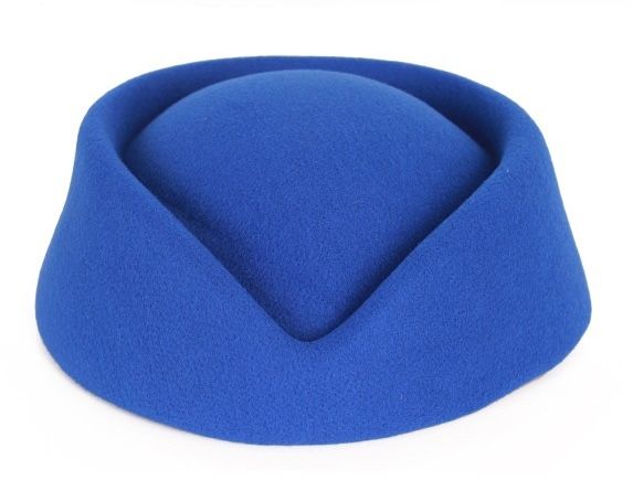 Blue stewardess hat wool felt