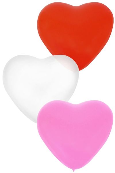 Balloon Heart x 36 Red White Pink 32 cm