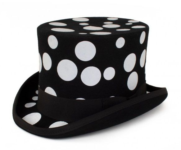 Black top hat with white spheres