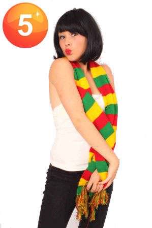 Scarf red yellow green knitted