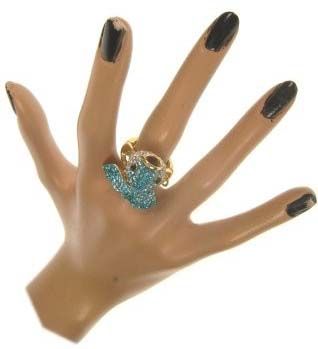 Luxury ring with blue fish adjustable