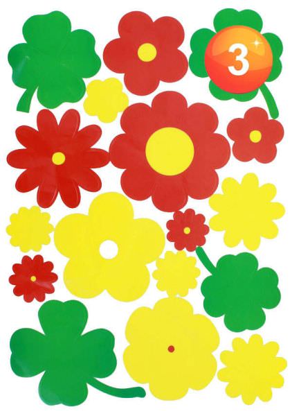 Window sticker flowers red yellow green