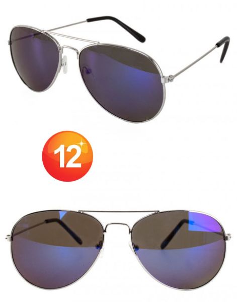 Aviator glasses with blue lenses