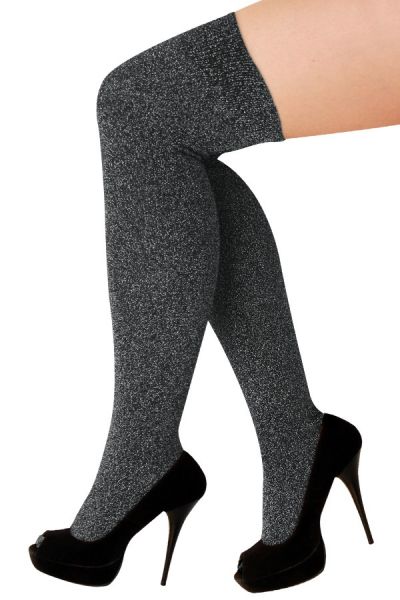 Stay-up stockings lurex silver