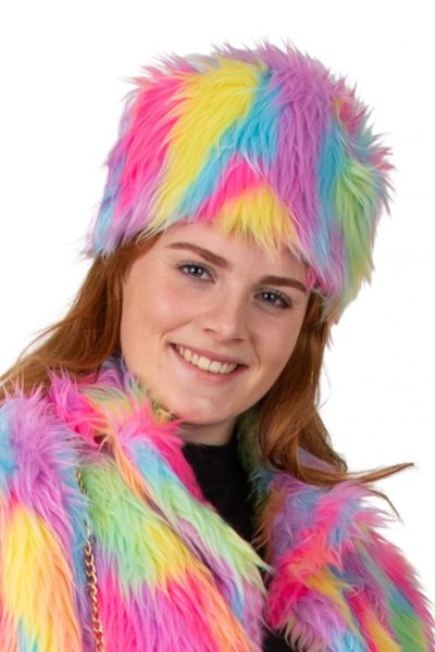 Fluffy Festival hat in mixed pastel colours