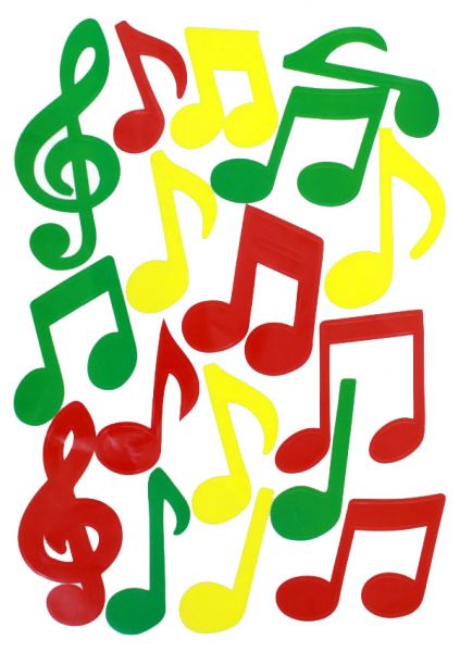 Window sticker musical notes red yellow green