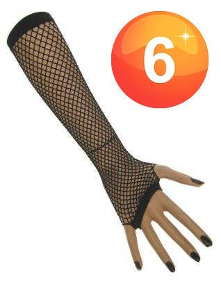 Net gloves Fingerless black long