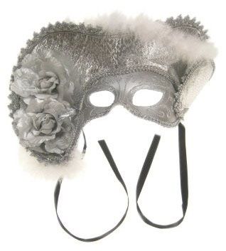 Venetian hat with eye mask silver with hat