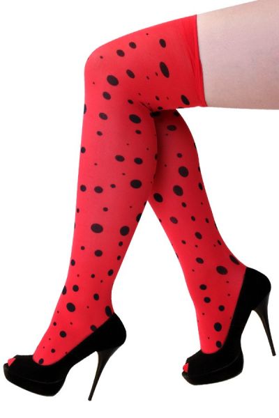 Stay-up stockings red black dots ladybug