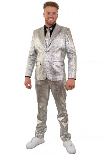 Silver flashy metallic disco costume