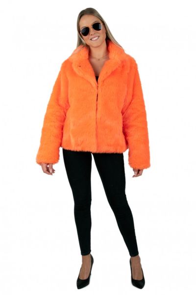 Carnival jacket ladies fluo neon orange fur