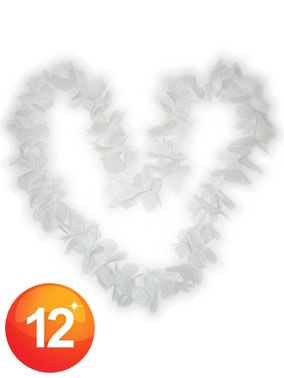 Hawaii necklace white wreaths 12 pieces