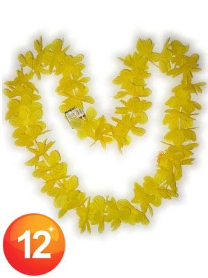 Hawaii necklace yellow garland wreaths 12 pieces