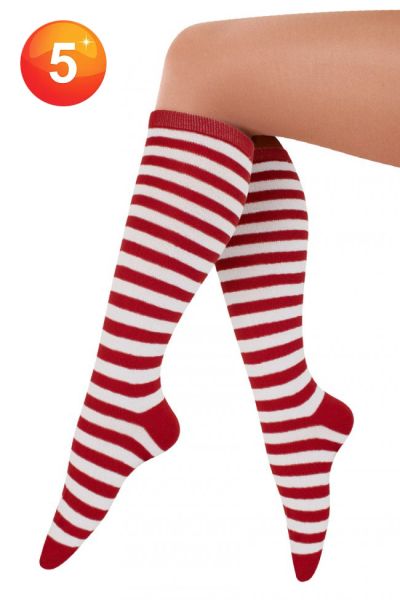 Socks red white striped