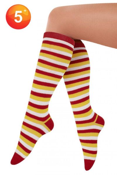 Socks red white yellow striped