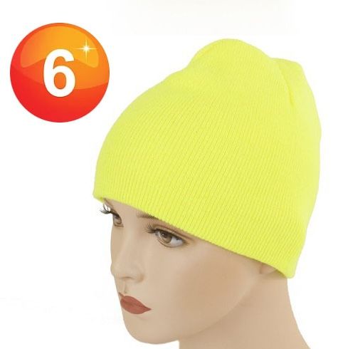 Cute neon yellow 80s beanie hat