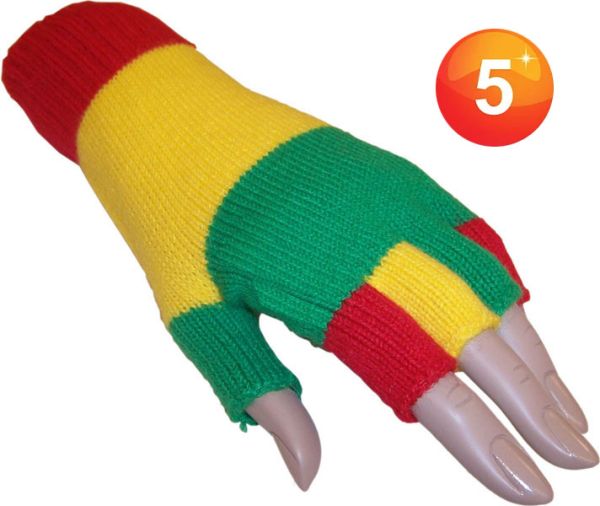 Fingerless glove red yellow green