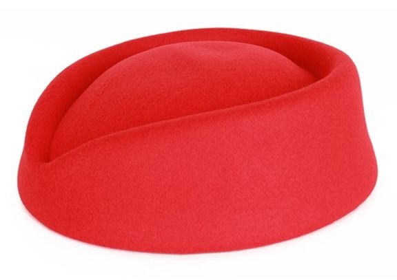 Stewardesses red wool felt hat