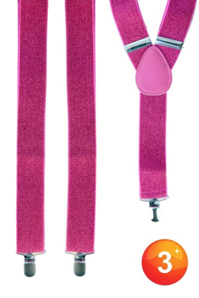 Suspenders pink with glitter