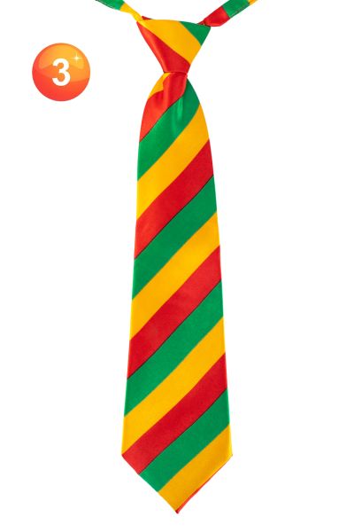 Ties with narrow stripes in red yellow and green