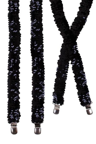 Suspenders black with sequins