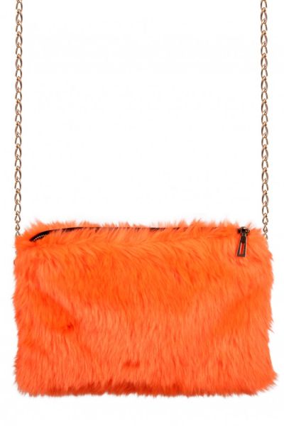 Orange bag made of plush imitation
