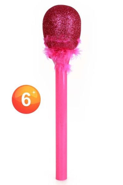 Microphone pink glitter with fur