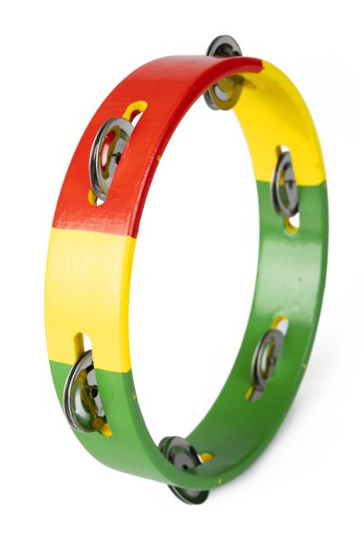 Tambourine wood red yellow green